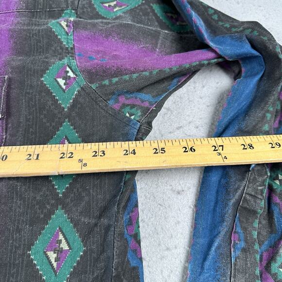 Vintage Wrangler Shirt Men’s Large Aztec Western Snap Brushpopper Rodeo Cowboy - Picture 13 of 16